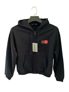 🚩steal Balenciaga Black Hoodie with Small Red Logo